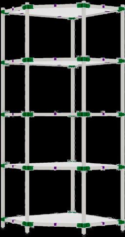 Стеллаж из трубы, с полками из ЛДСП, угловой внутренний