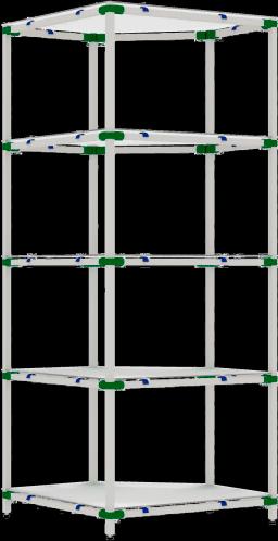 Стеллаж из трубы, со стеклянными полками, угловой внутренний