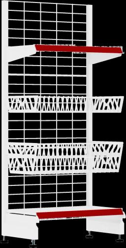 Торговый стеллаж, металлический, 1300мм, c разными полками