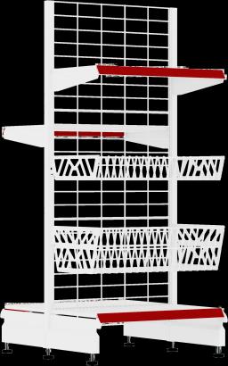 Торговый стеллаж, металлический, 1300мм, c разными полками