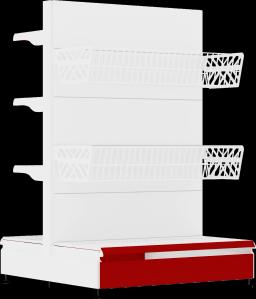 Торговый стеллаж, металлический, 1500мм, c металлическими корзинами