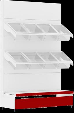 Торговый стеллаж, металлический, 1500мм, c пластиковыми корзинами