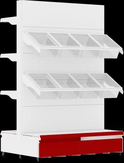 Торговый стеллаж, металлический, 1500мм, c пластиковыми корзинами