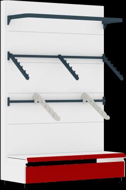 Торговый стеллаж, металлический, 1500мм, c вешалами