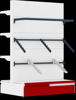 Торговый стеллаж, металлический, 1500мм, c вешалами