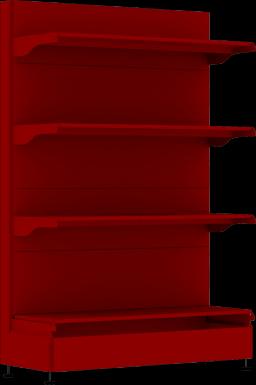 Торговый стеллаж, металлический, 1500мм, красный