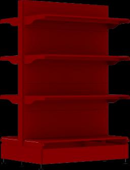 Торговый стеллаж, металлический, 1500мм, красный