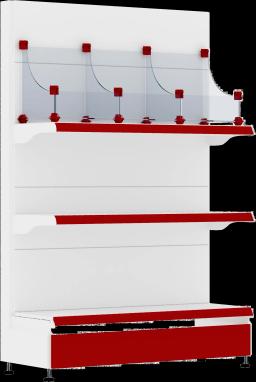 Торговый стеллаж, металлический, 1500мм, со стеклянными корзинами