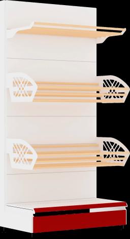 Торговый стеллаж, металлический, 2000мм, хлебный с тремя корзинами