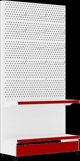 Торговый стеллаж, металлический, 2000мм, перфорированный, с крючками