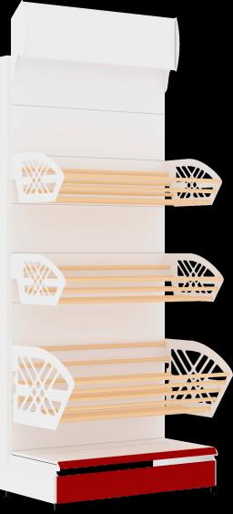 Торговый стеллаж, металлический, 2250мм, хлебный с фризом