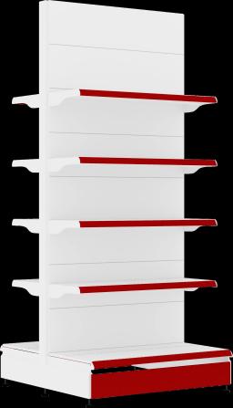 Торговый стеллаж, металлический, 2250мм, красный