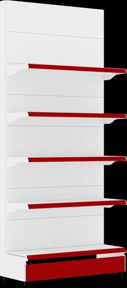 Торговый стеллаж, металлический, 2250мм, красный, без фриза