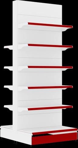 Торговый стеллаж, металлический, 2500мм, красный