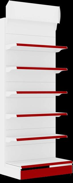 Торговый стеллаж, металлический, 2500мм, красный, c фризом